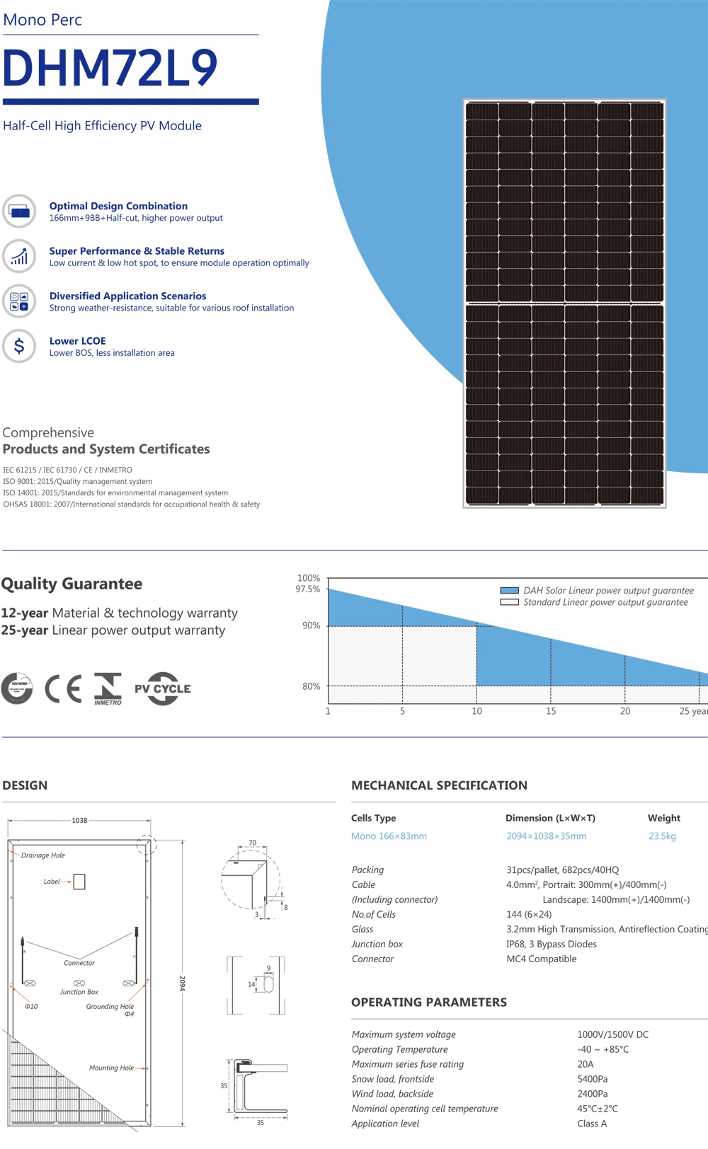 Dah Solar Home Use Comercial Use PV Solar Energy Panel