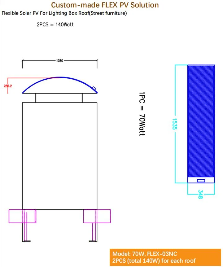 300W CIGS Thin Film Flexible Solar Panel for Bus Stop Shelter (FLEX-03NL-300W)