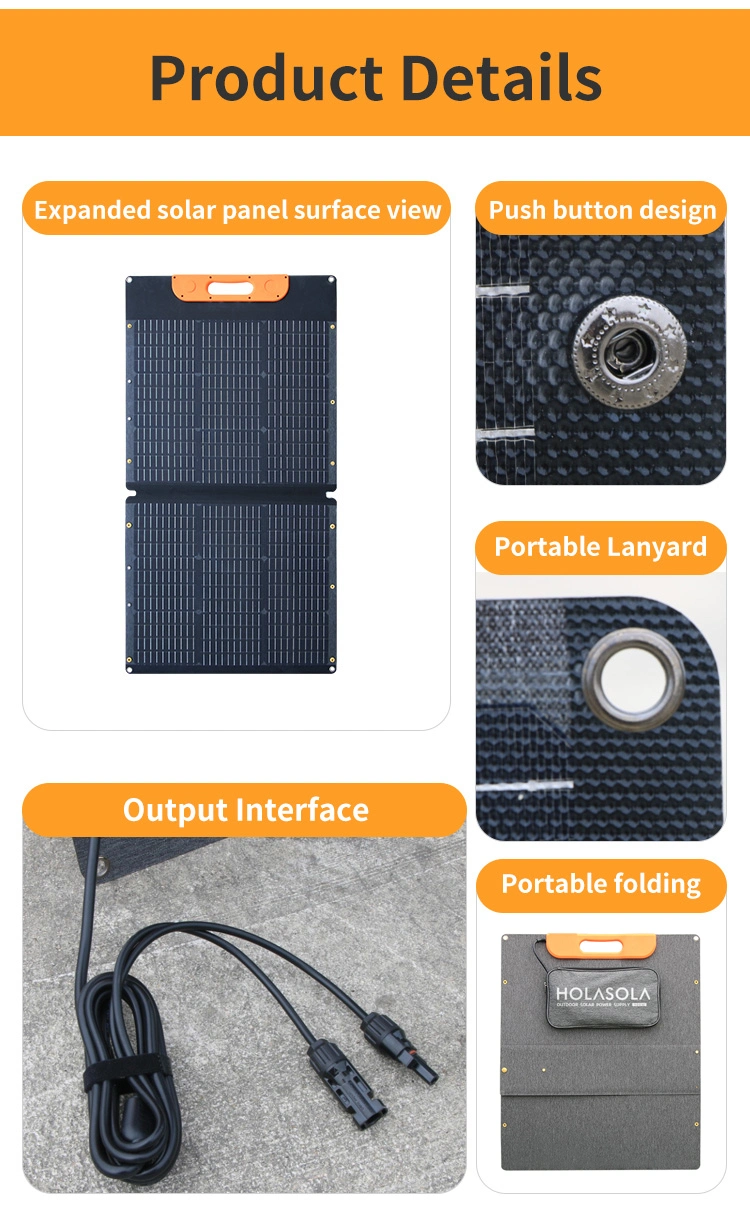 Holasola DIY Waterproof Portable Mono Flexible Foldable Briefcase Solar Panel 120W for Camping with Bracket