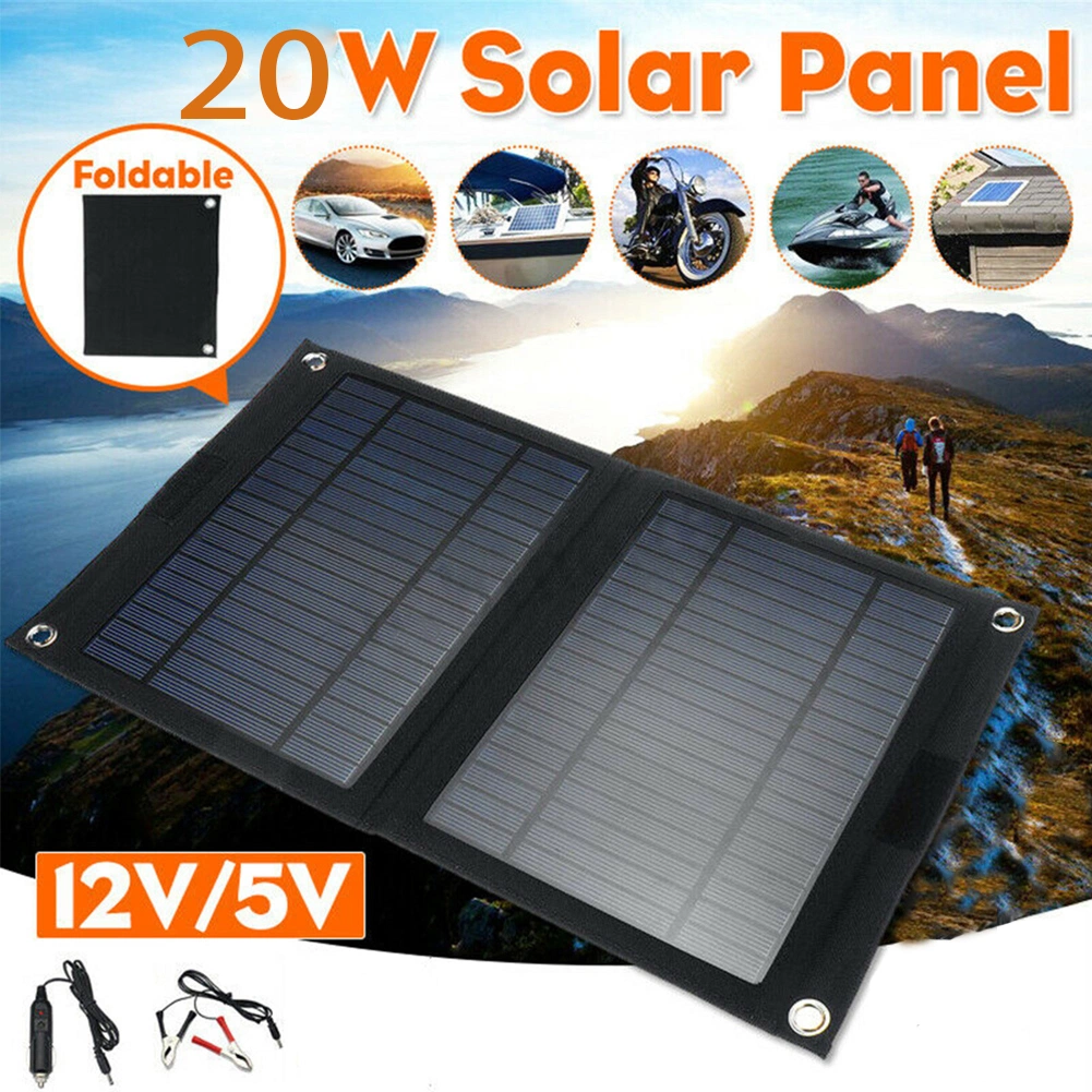 Hot 20W Car Battery Charger Mobile Charger Portable Foldable Flexible Solar Panel Bag