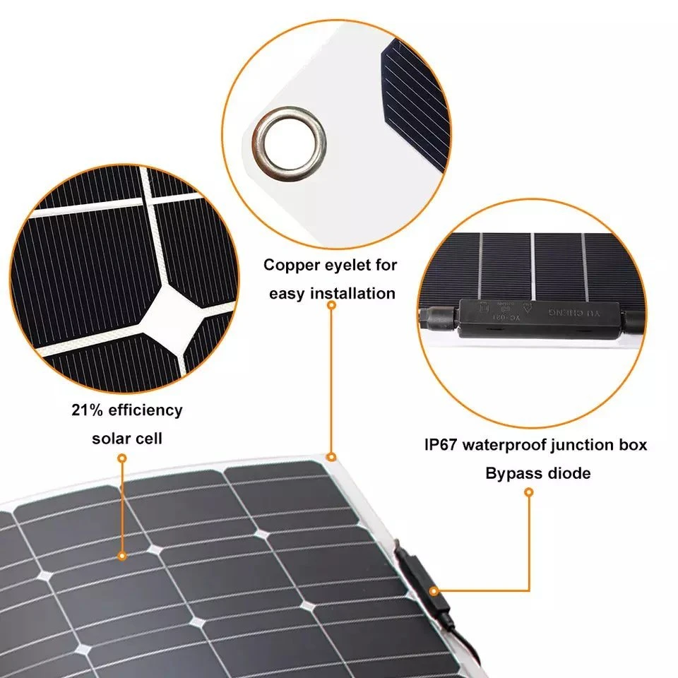 Ultra-Thin 340W Flexible Solar Panel for Car Lightweight OEM Flexible Solar Panel for RV with Mc4 Connector