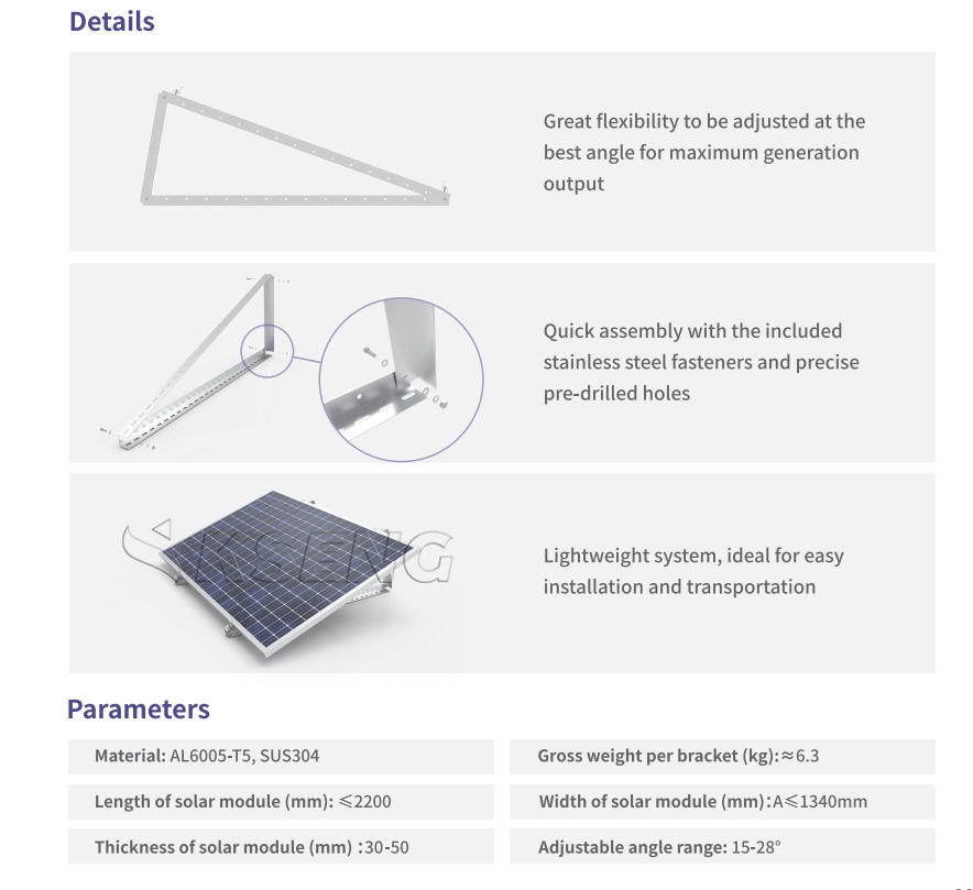 EU Warehouse Mounting System for Solar Panels Adjustable Angle Solar Bracket Solar Panel Mounting Brackets Balcony