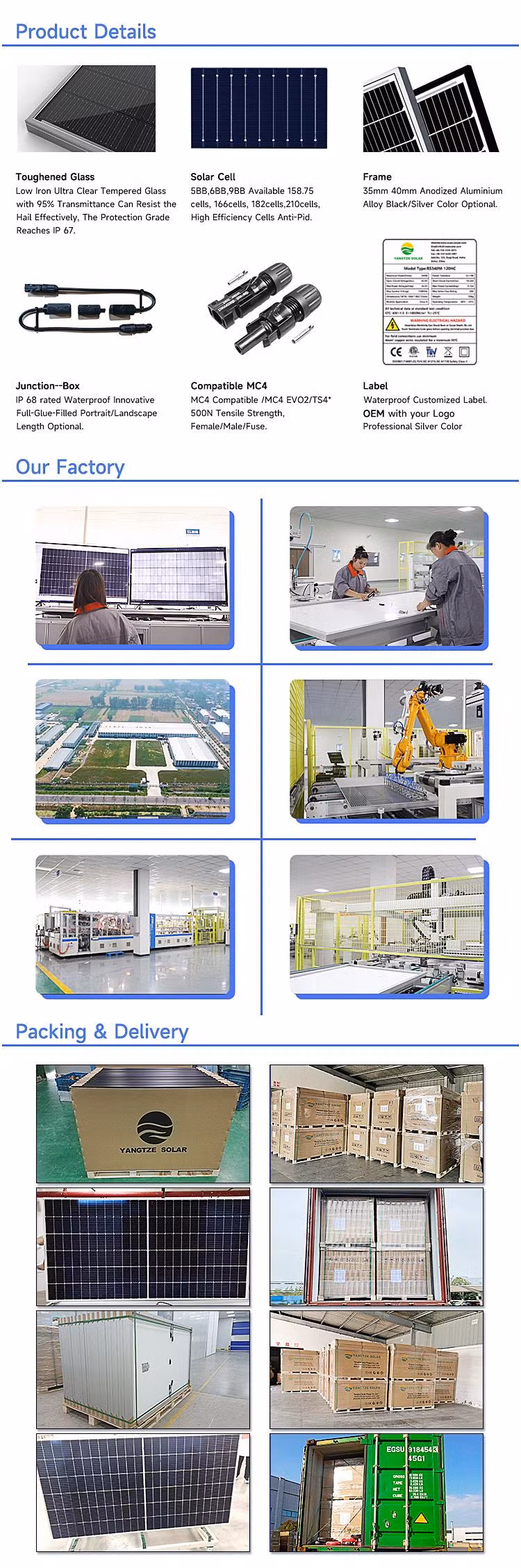 N-Type Wholesale N Type Hjt Bifacial Solar Panel All Black 750W Monocrystalline