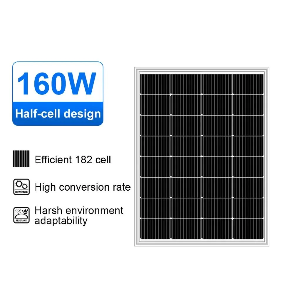 160W Single Crystal Black Photovoltaic Solar Panel for Home Roof Installation PV Solar Module Panel System Solar Charging