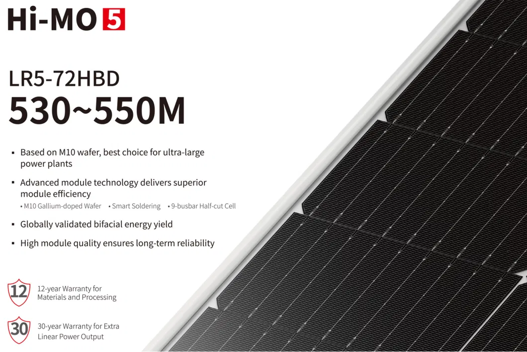 Longi Home Best Hi-Mo 5 Bifacial Mono Price 530W 535W 540W 545W 550watt 550W Solar Panel for Smart City Projects Rooftop Installations Solar Power Plants