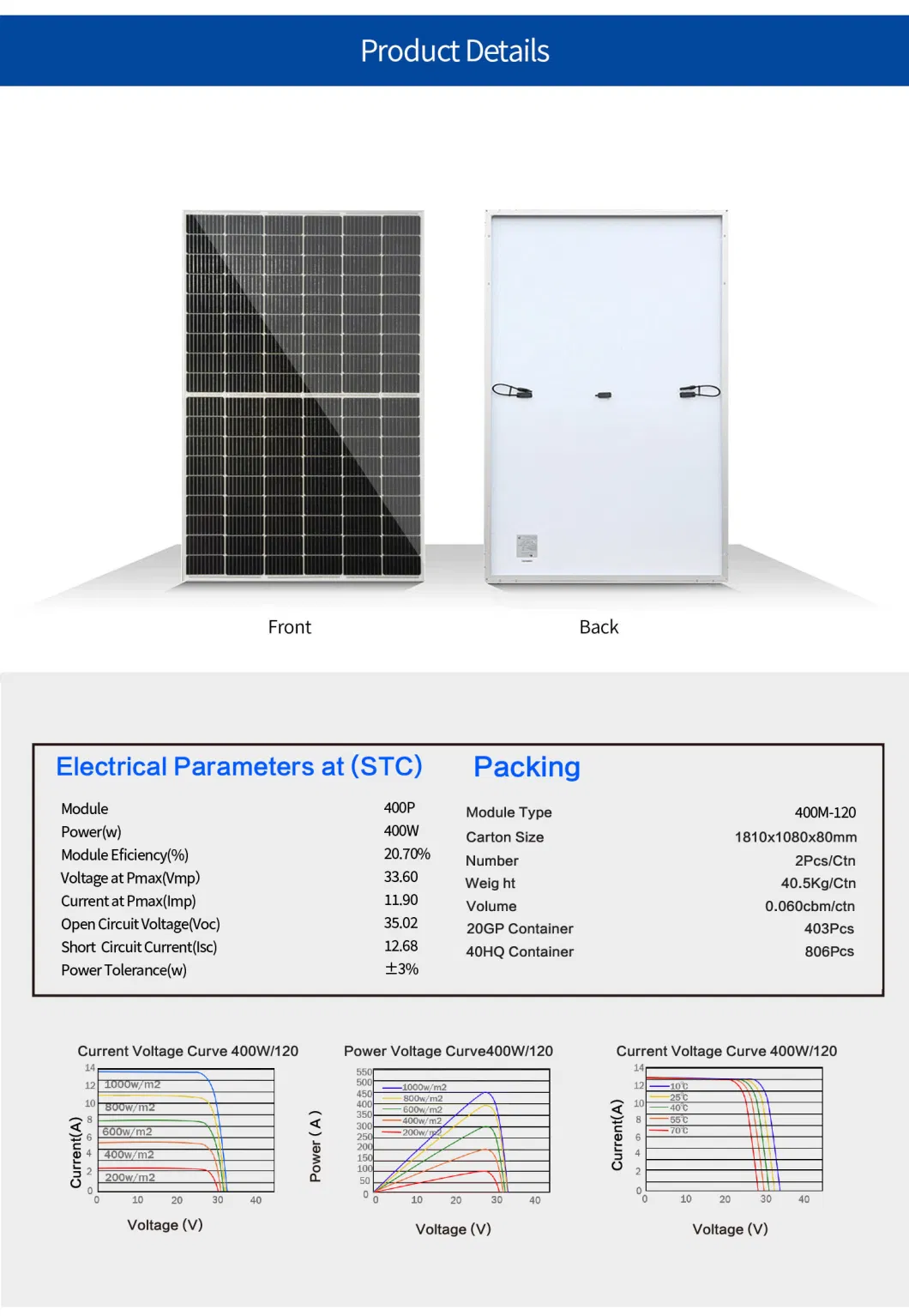 400W Home System Energy Renewable Power Generator Photovoltaic Module Frame Solar Panel for Sale Solares Panels Price Sun