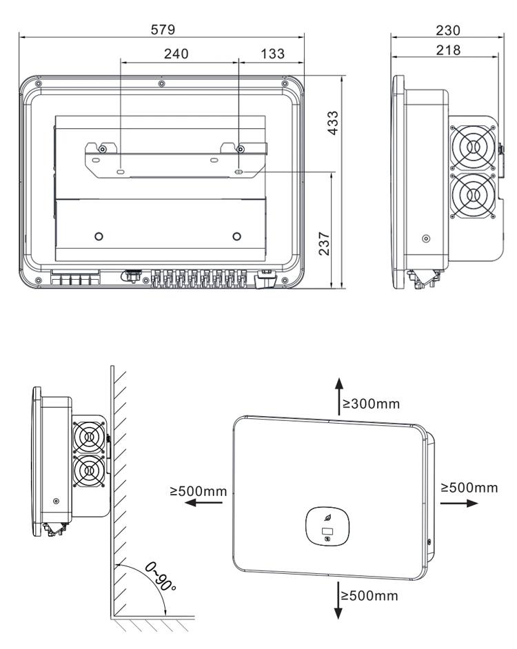 Growatt/Sunshine/Deye/Huawei on Grid Tie 30kw 40kw 50kw 3 Phase Solar Panel Inverter Converters