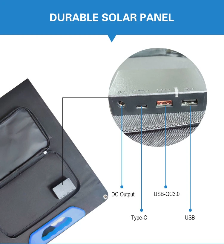 New Design 200W Outdoor Flexible Sun Power Foldable Solar Panel