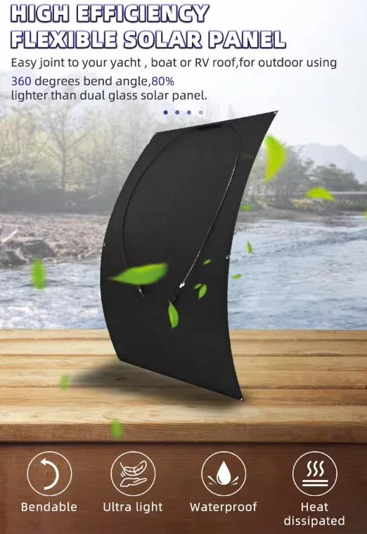 The Most Popular 2023 ETFE/Pet Flexible Solar Panel Mono 100W Flexible Solar Panel for Boat Car Balcony Using