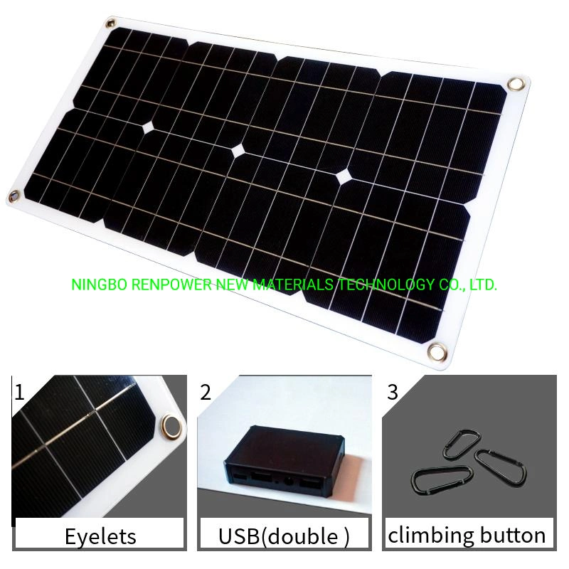 50W High-Efficiency Semi-Flexible Solar Panel for Yacht, RV