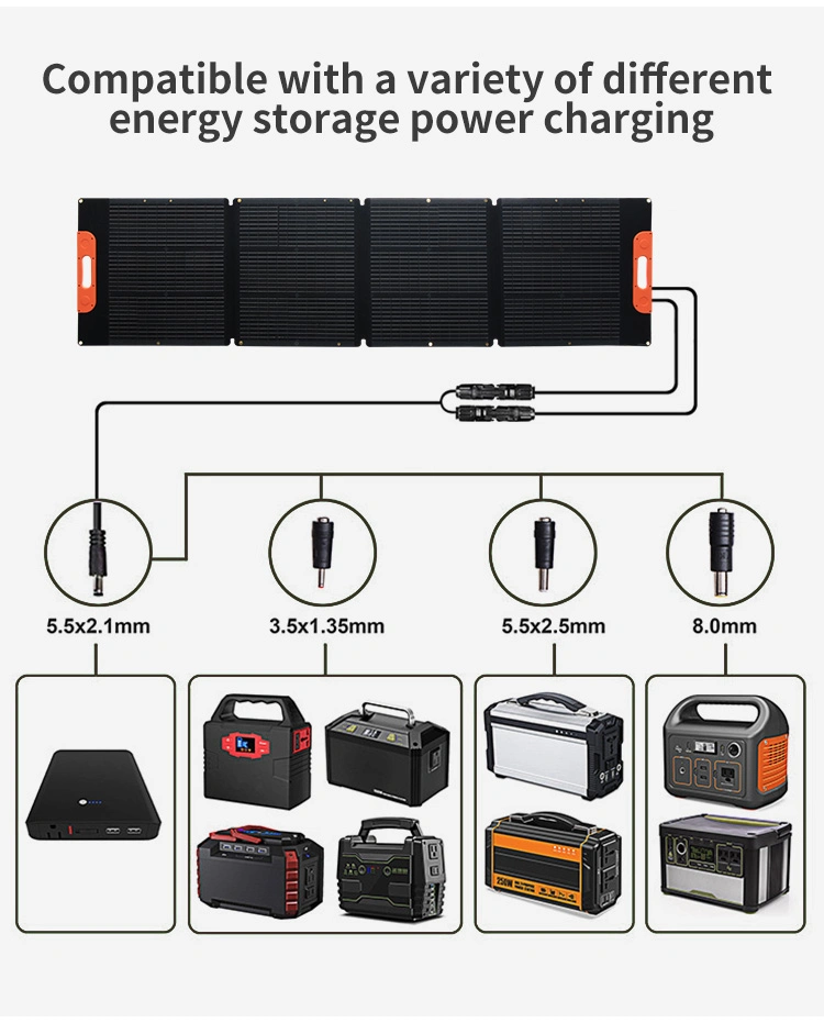 Holasola High Efficiency Folding Flexible Solar Panel 200W Portable Outdoors Charger for Camping Jump Starter Phones Tablet