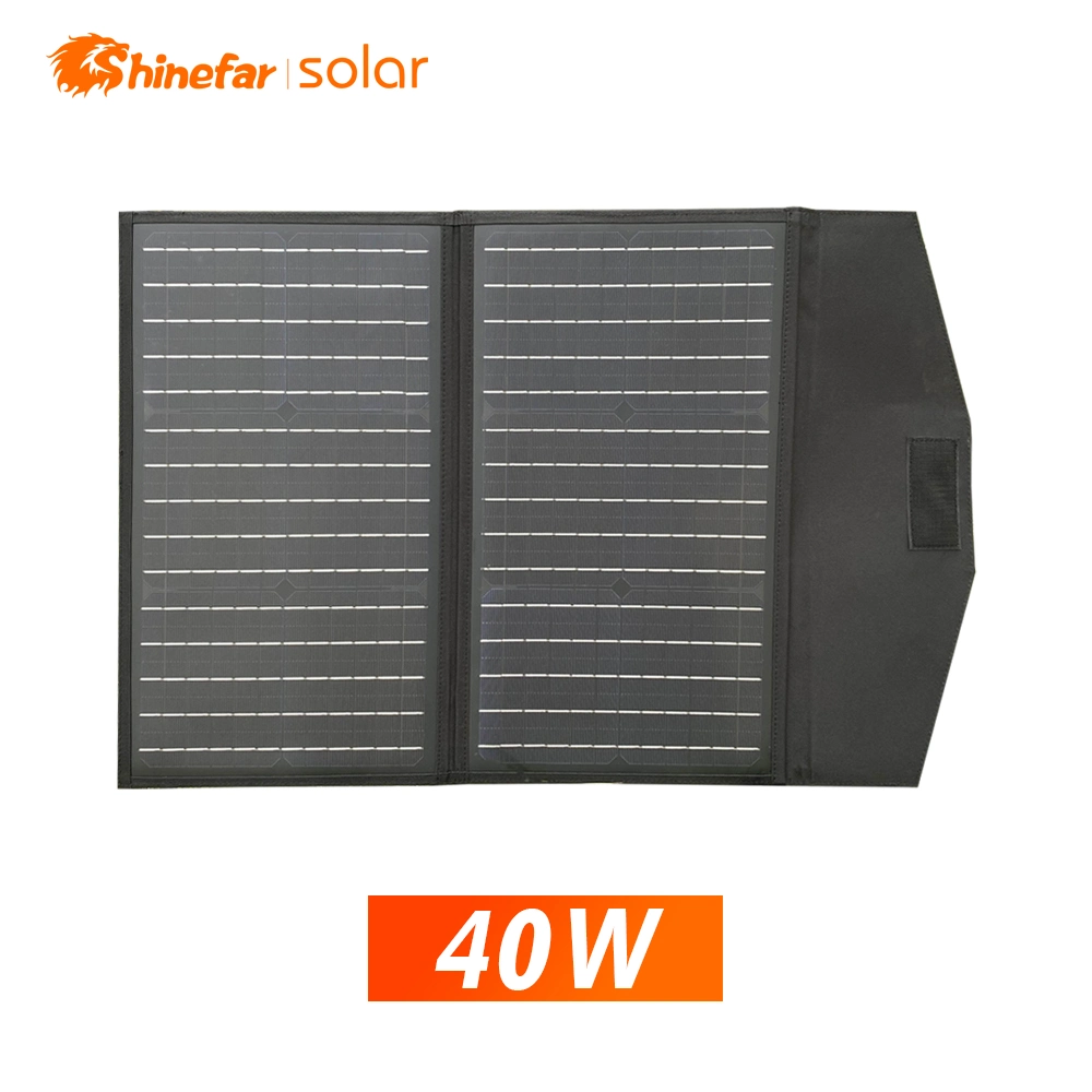 Shinefar 30W Foldable Solar Panel with Black Colour for Outdoor Fast Charge Factory Direct Ship