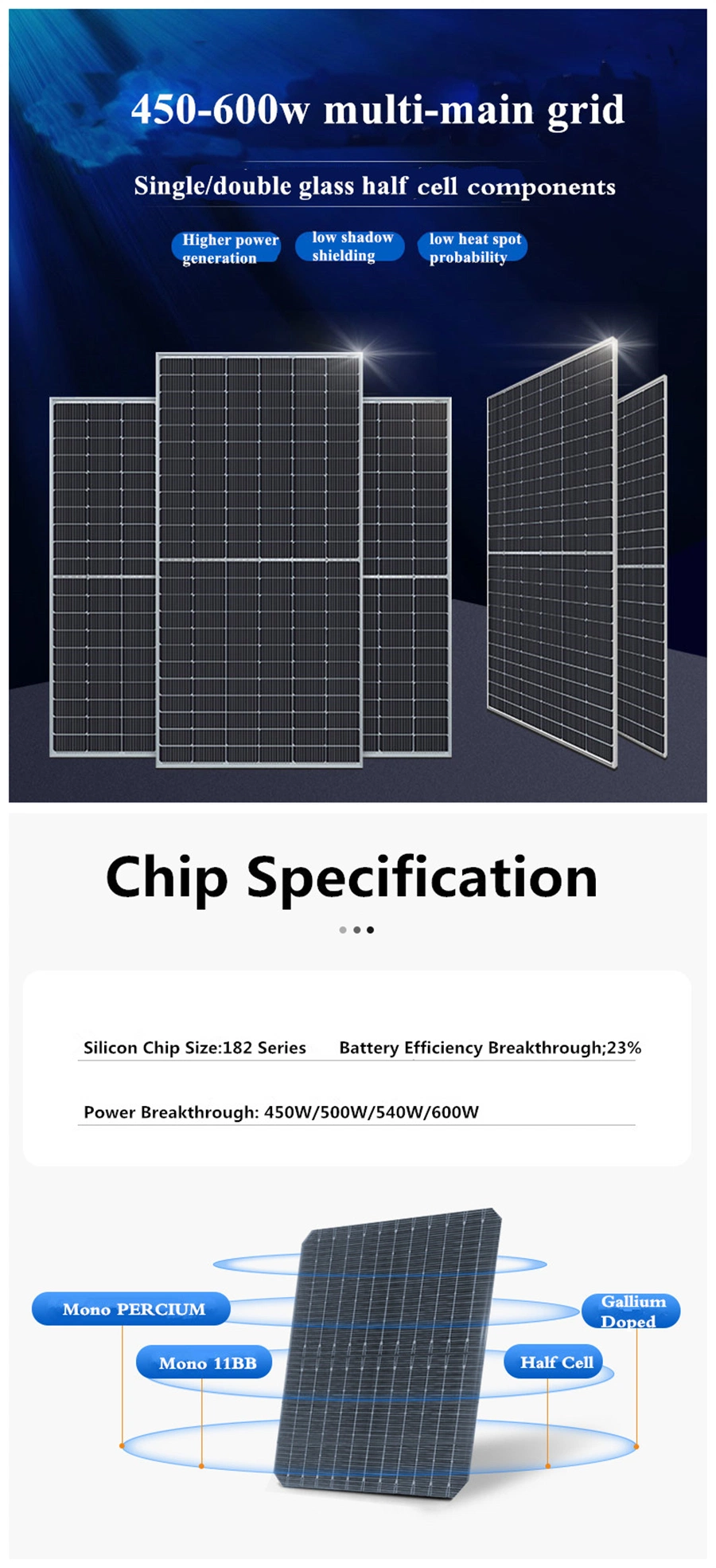 1000W Price Energy Monocrystalline Module Home on Grid 200kw Solar Panel System