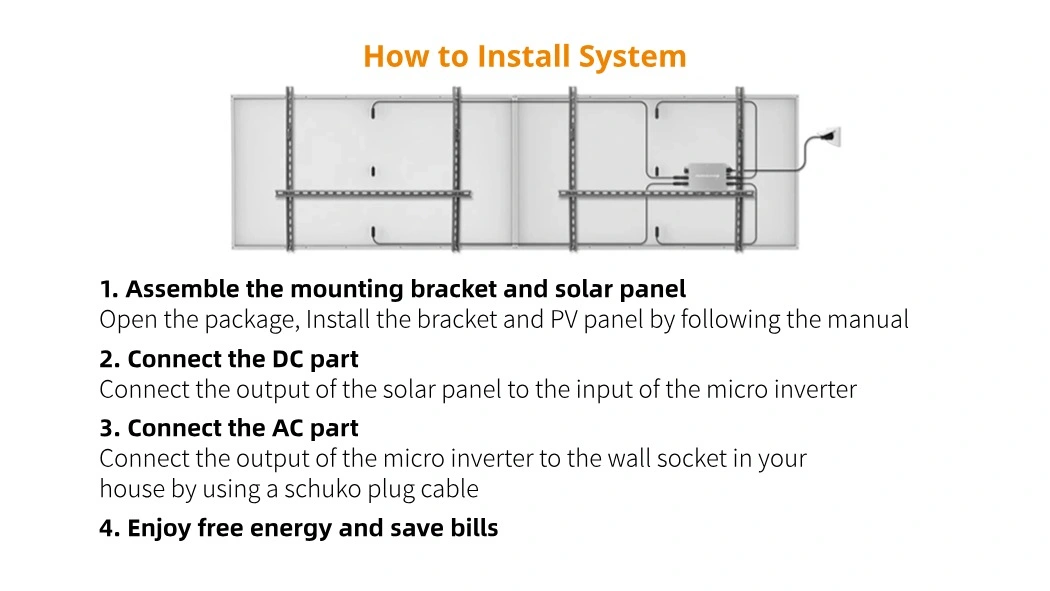 Home Household Solar Panel with Micro Inverter 800W Home Energy Storage System Roof Balcony Energy