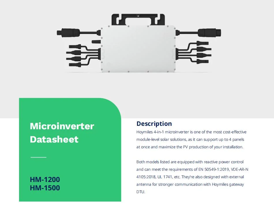 Hoymile Solar on Grid Inverter 600W 800W 1200W Micro Solar Inverter