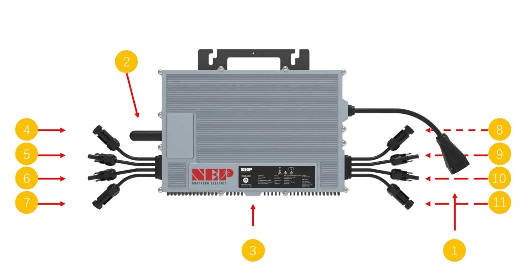 Nep IP67 Protection Degree 300W 500W 600W 800W 1000watt 2000W Micro Solar Mini on Grid Tie Inverter for Balcony Solar System