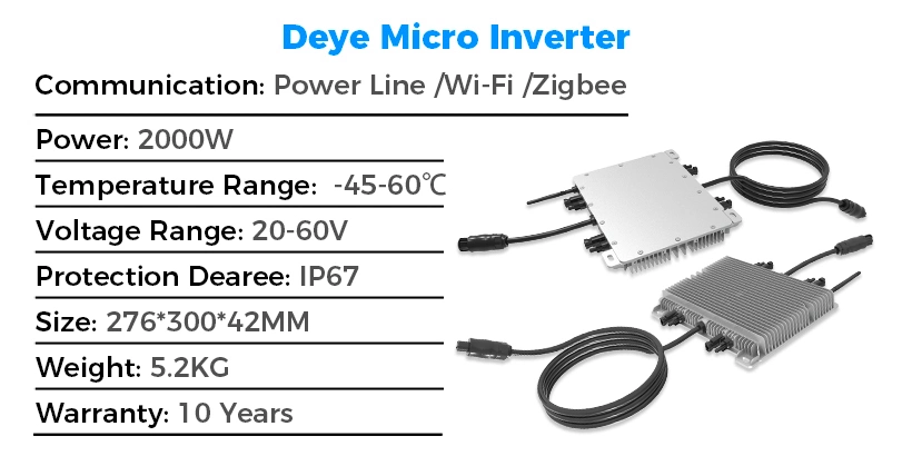 Deye Micro Inverter Micro Inverter Enphase 2000W off Grid Solar Inverter Sun2000g3-EU-230 Micro Inverter for Home Application