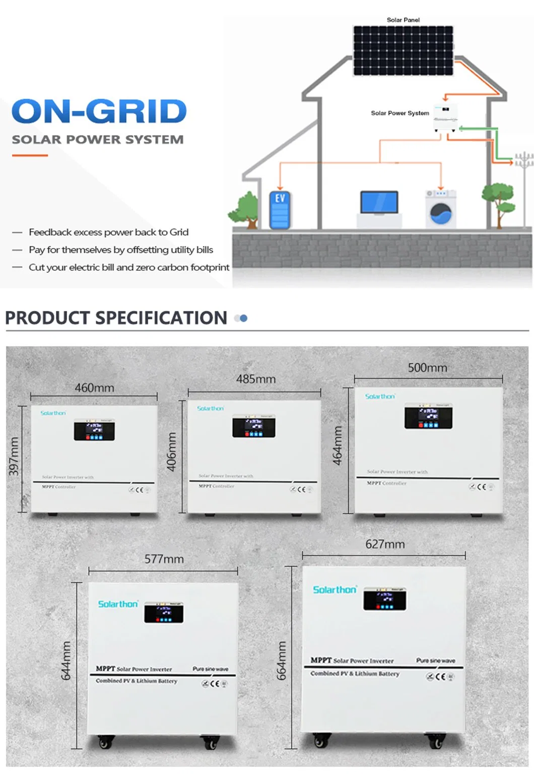 Solarthon 3kw 5kw Home Solar Power System with Solar Hybrid Inverter