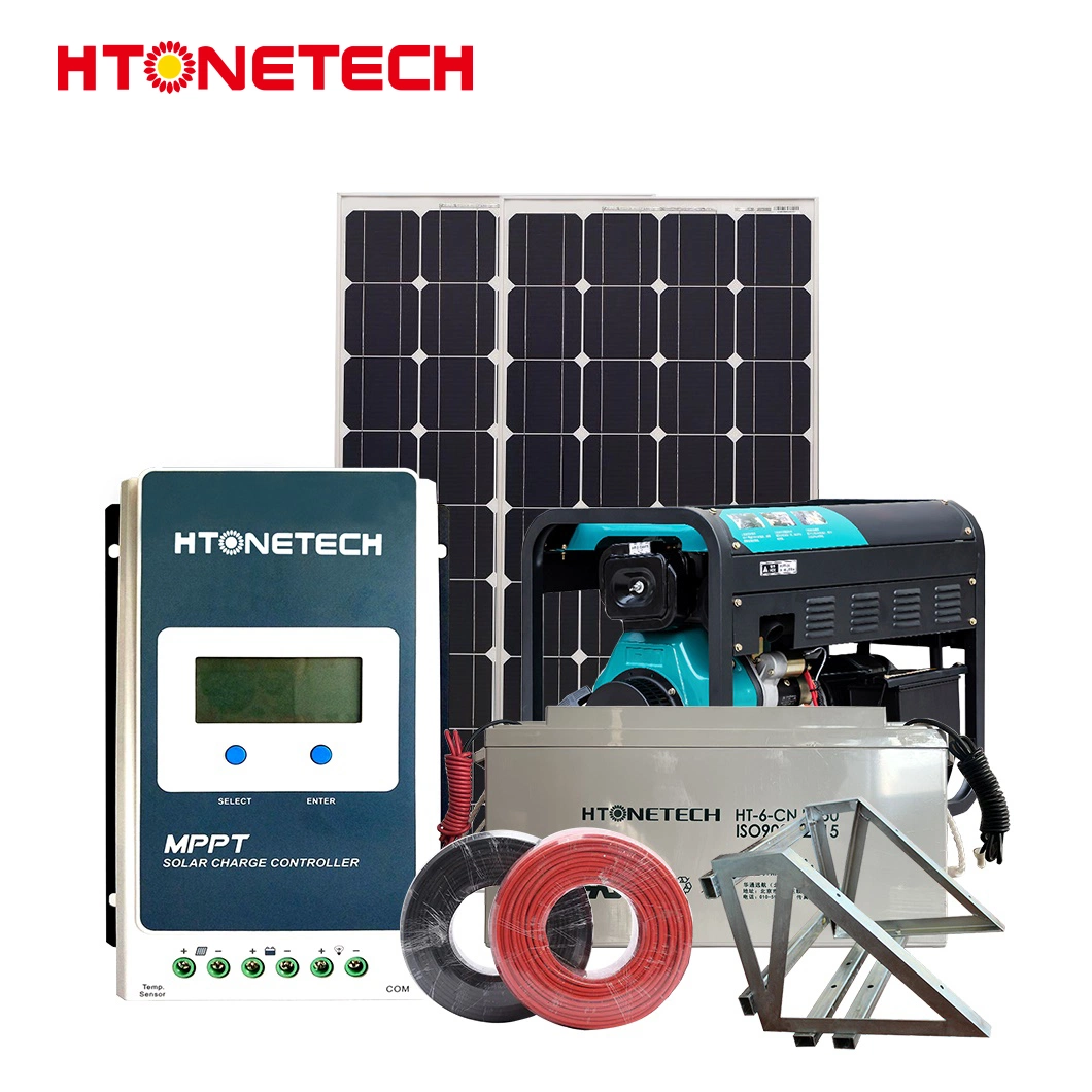 Htonetech Battery off Grid Solar Charge System A Grade Mono 200W Foldable Solar Panel 200W 35kw Diesel Generator Hybrid Solar and Piezoelectric Power Generation