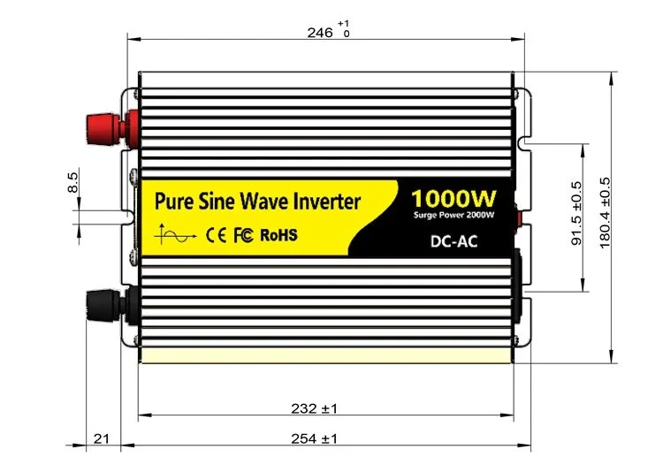 1000W Watt 12V/24V/48V DC to AC 110V/120V/220V Converter Pure Sine Wave Solar Power Inverter