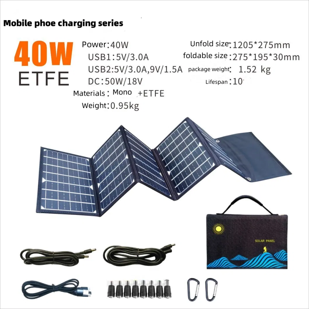 Best Selling 30W 40W 50W Folding USB Solar Panels Charger for Mobile Phone