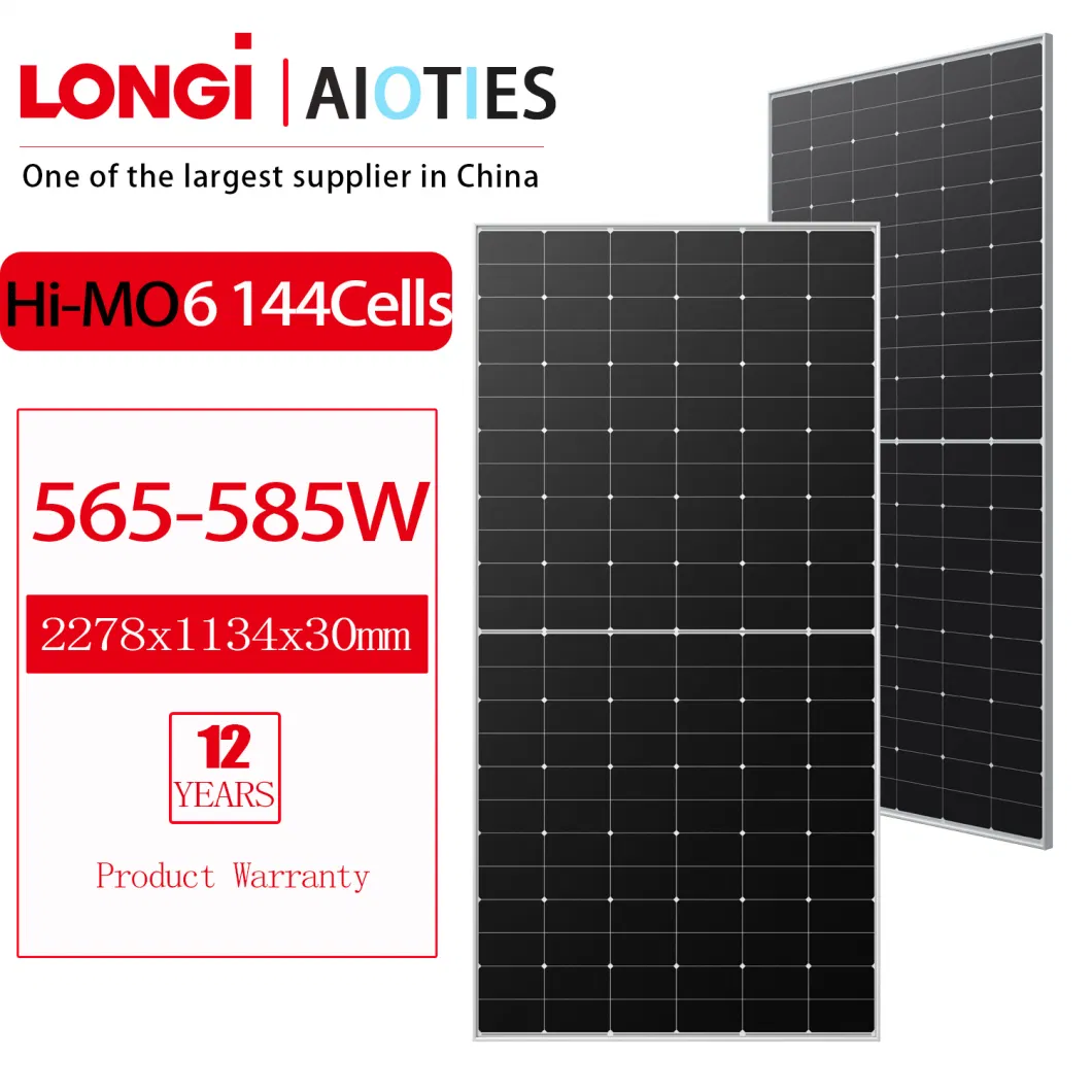 Longi/Mysolar/Aioties Higher Efficiency 585W 590W 600W 610W 620W Best Quality Solar Panel Cost