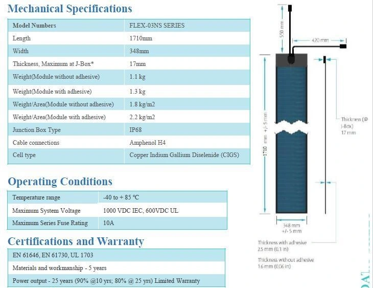 80W Roll-up Thin Film Flexible Solar Panels (FLEX-03NS)