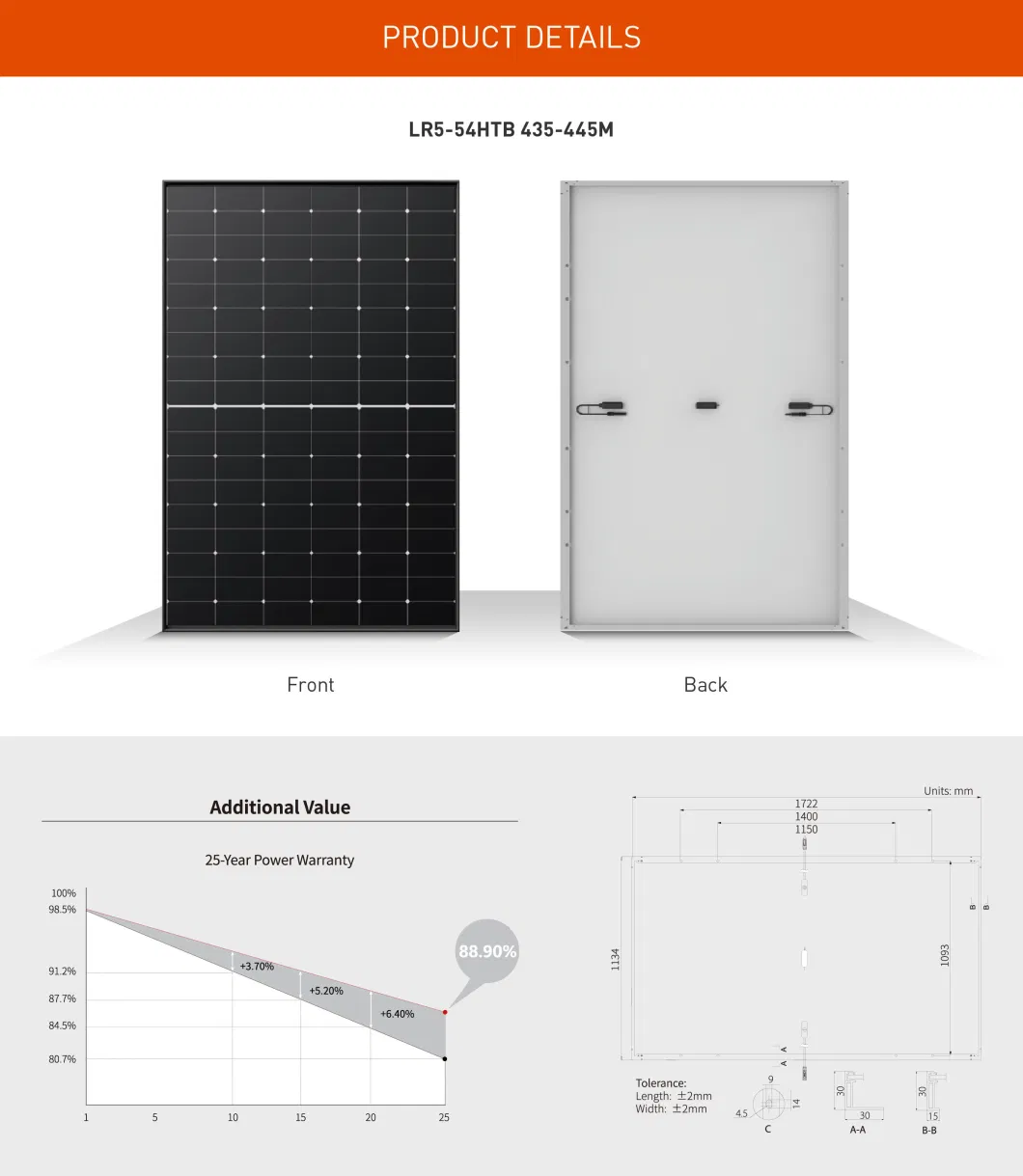 Longi Hi-Mo X6 Solar Panel 440W 450W 455 Watt Black Solar Panel