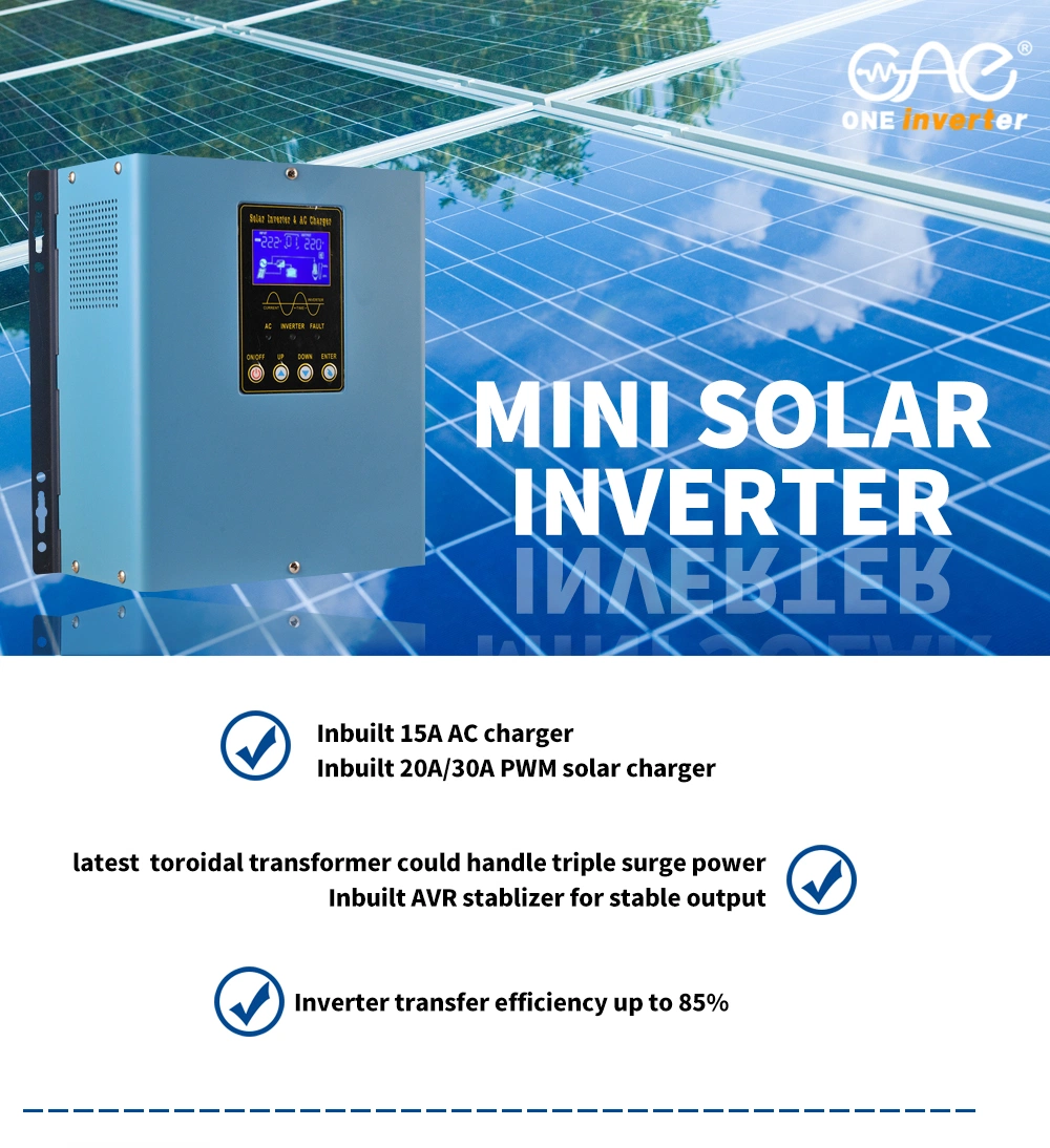 New Design 1kw Hybrid Solar Inverter with Solar Charge Controller Without Battery