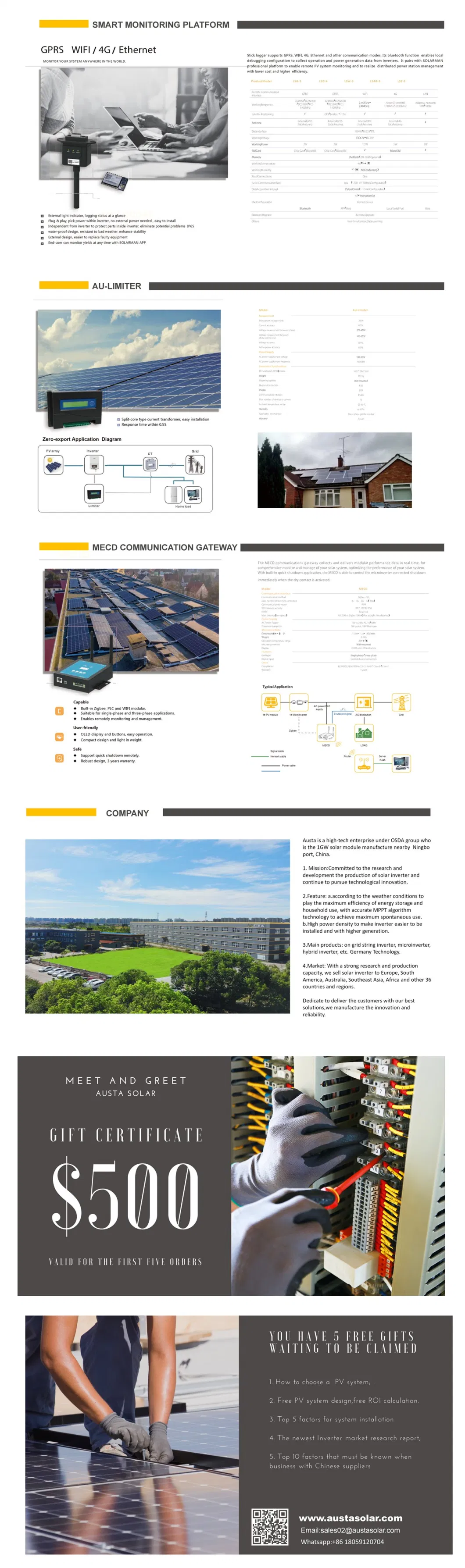 IP65 12kw Three Phase Hybrid Solar Inverter with Battery Backup for Solar Home Energy System