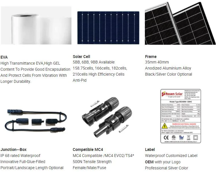 Rosen Solar Panel 550 Watt System Monocrystalline 48 Volts Solar Panel 550W Price EU Warehouse Stock