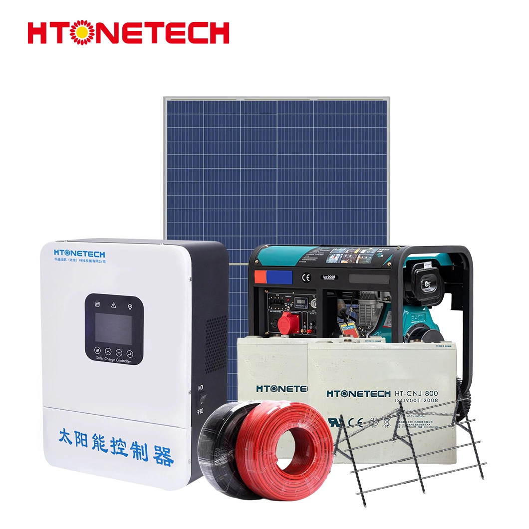 Htonetech Battery off Grid Solar Charge System A Grade Mono 200W Foldable Solar Panel 200W 35kw Diesel Generator Hybrid Solar and Piezoelectric Power Generation