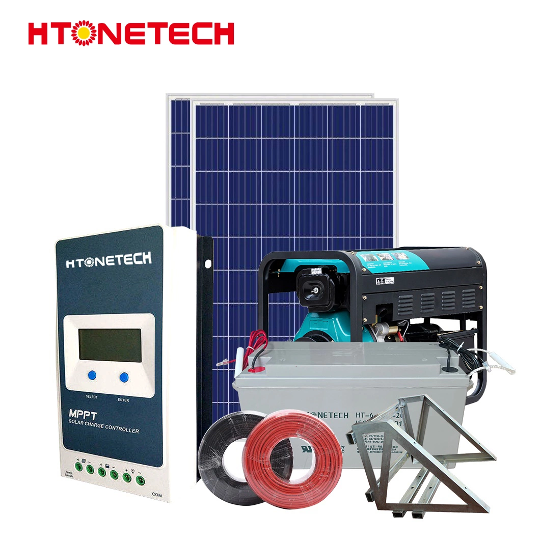 Htonetech Battery off Grid Solar Charge System A Grade Mono 200W Foldable Solar Panel 200W 35kw Diesel Generator Hybrid Solar and Piezoelectric Power Generation