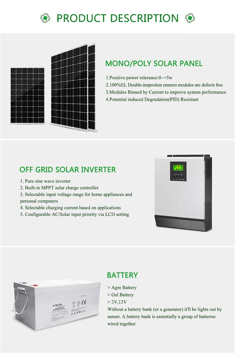 20kw 40kw 60kw 80kw 100kw Mono Solar Panel Rooftop Outdoor Mounted PV Bank Power on Grid and off Grid Solar System