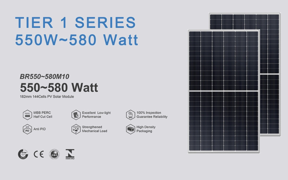 400W/410W/450W/550W/670W Bifacial Perc Monosolar Modules Half Cell 550W Solar Energy Panel