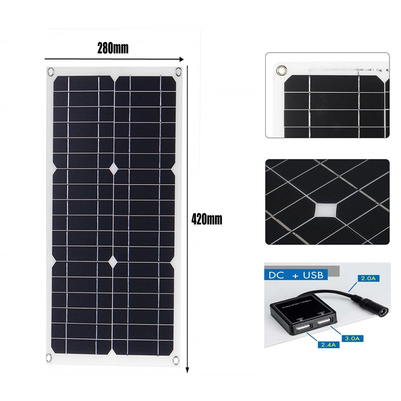 Camping Monocrystalline12V 20W 100W 200W 500W 1000W Power Flexible Solar Panel