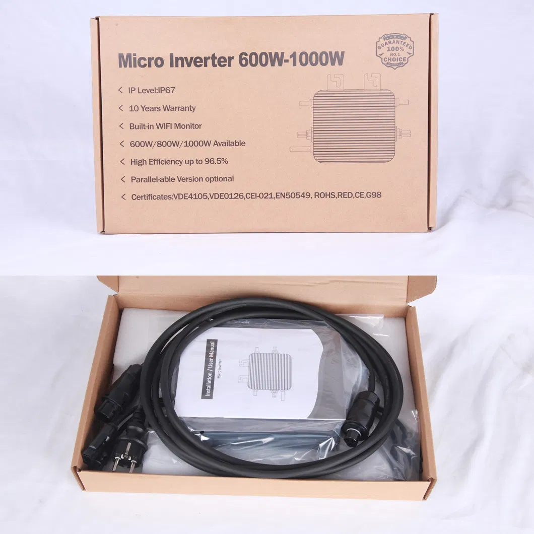 600W 800W 1000W Solar Micro Inverter IP67 Waterproof Grid Tie DC to AC Microinverter