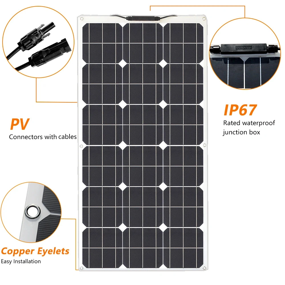 ETFE Flexible Solar Panel 100W 150W 160W 180W 200W 250W 300W 350W 400W 500W 1000W Monocrystalline PV Thin Film Solar Panel