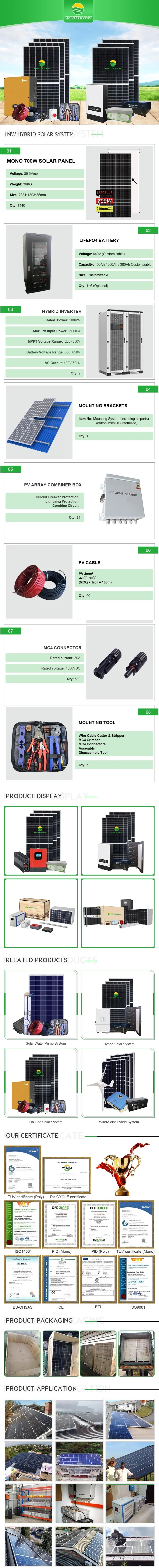 25 Years Warranty Easy Installation 1MW on and off Grid PV Solar Panel Power Solar Energy System