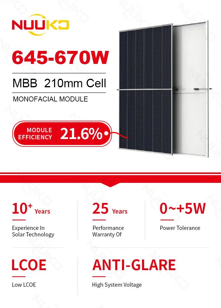 Nuuko Top Sell High Power 675W 670W 665W 660W Solar Panel Factory Price