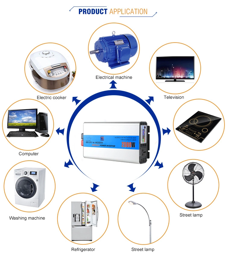 2000W Portable DC to AC 24V 230V Solar Sun Energy Inverter for Home Battery