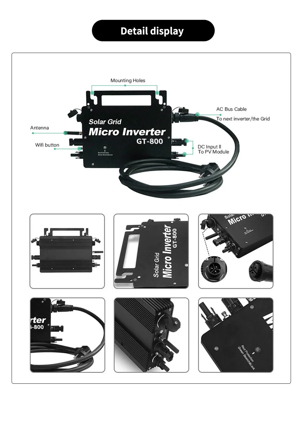 Hyliess on-Grid Tie Micro Inverter 600W 700W 800W MPPT IP66 Solar System