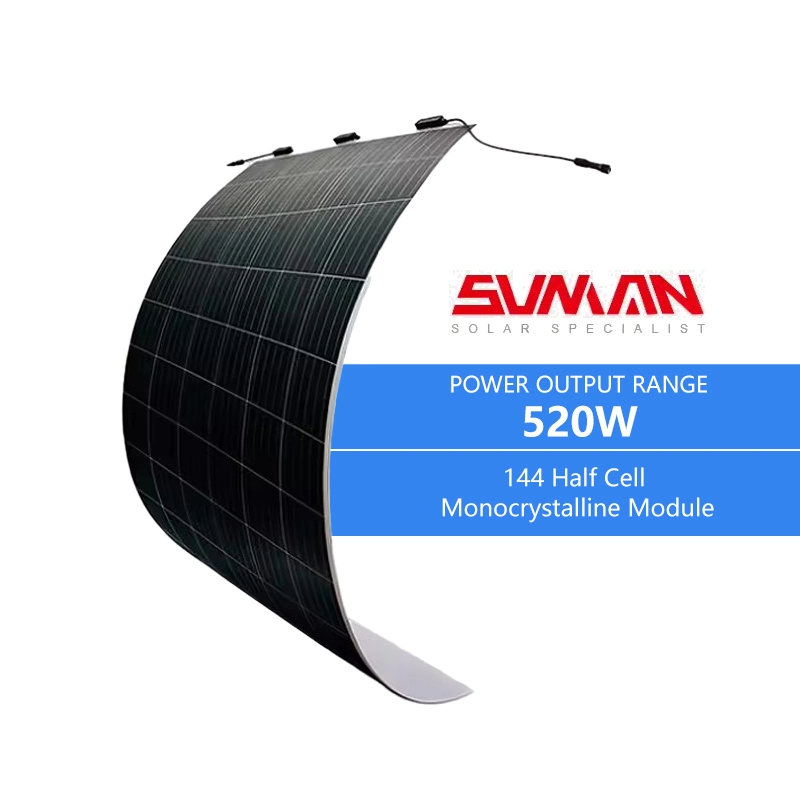 Sunman High Efficiency Flexible Solar Panels 520W Lightweight Bendable Solar PV Panels Ultra-Thin Panel