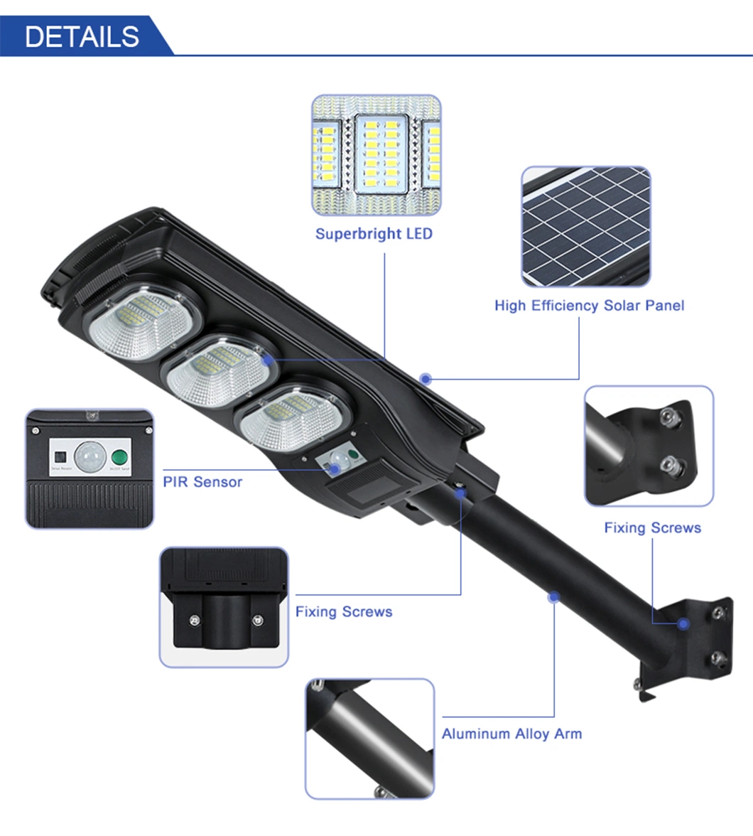 2023 Commercial Light Parking Lot Waterproof Outdoor IP65 50W 100W 150W 200W 250W 300W LED Solar Panel Street Lamp