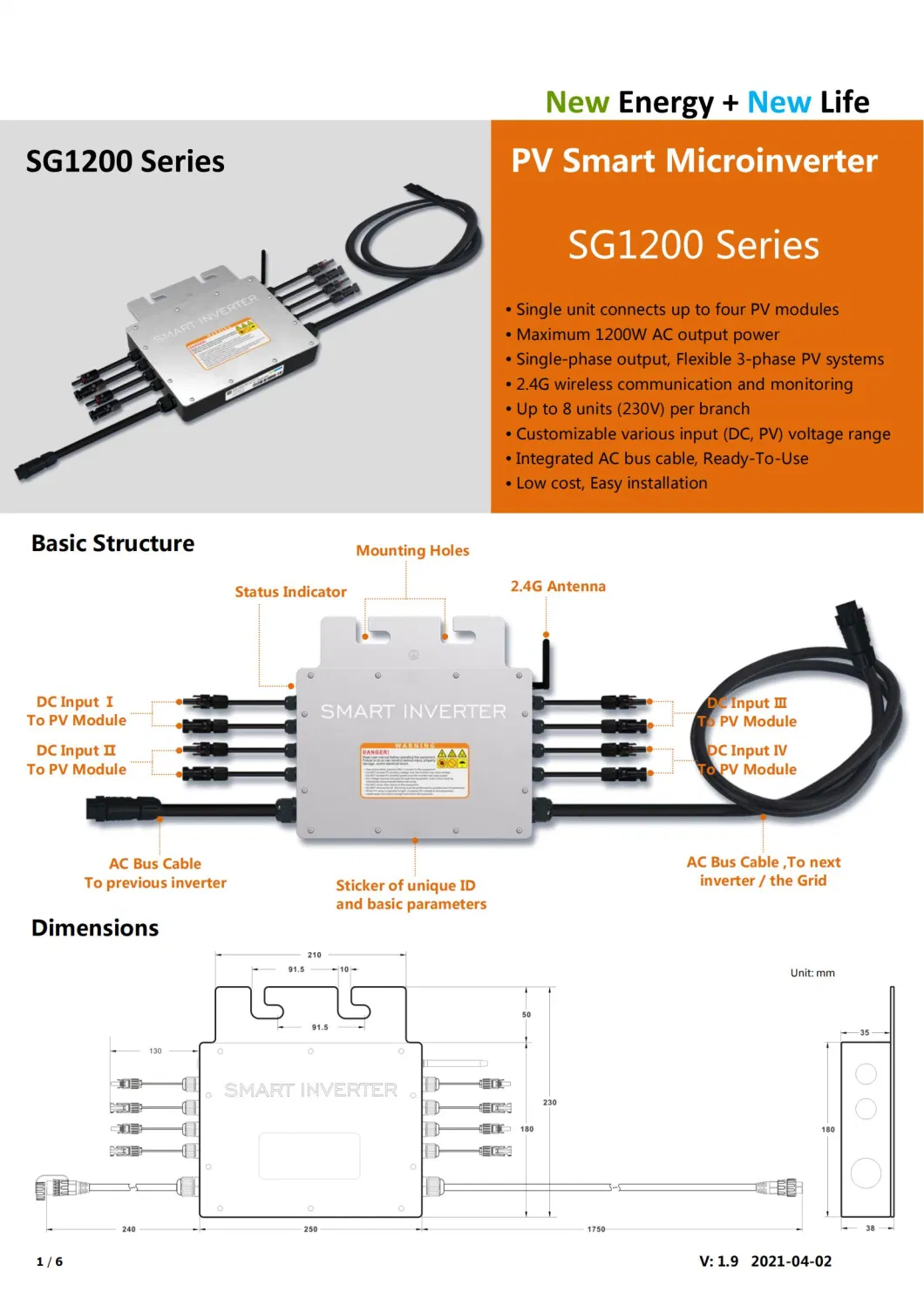 1200W Grid Tie Inverter Easy Solar Kit for Power System