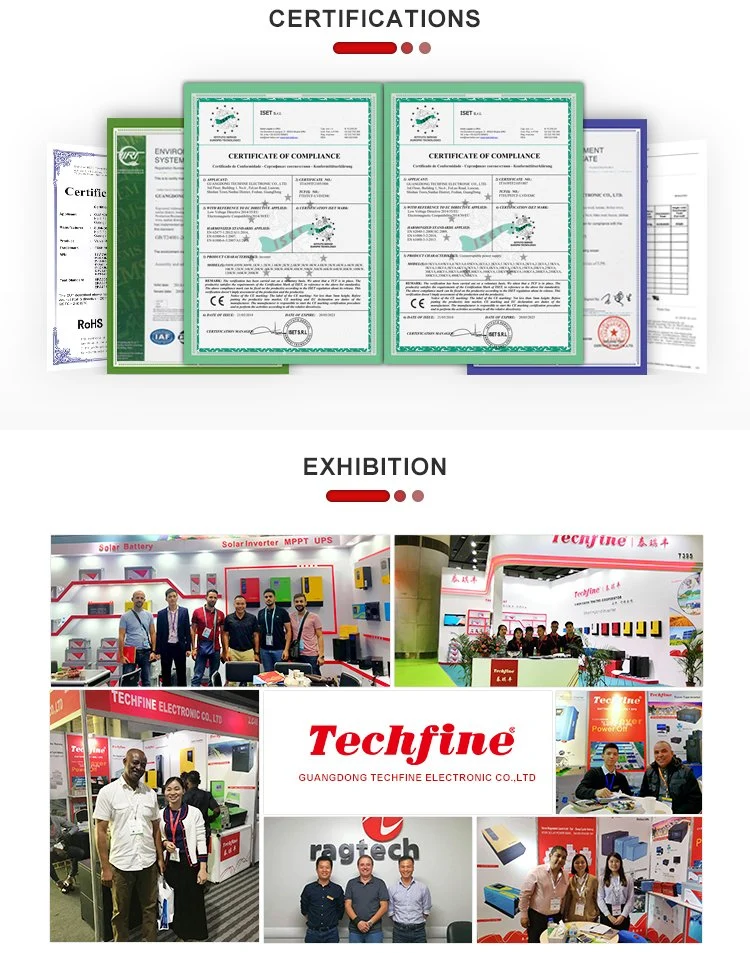 Warranty Installation Guide CE Approved Techfine Carton Box or Wooden Pallets Panel Hybrid Solar Inverter