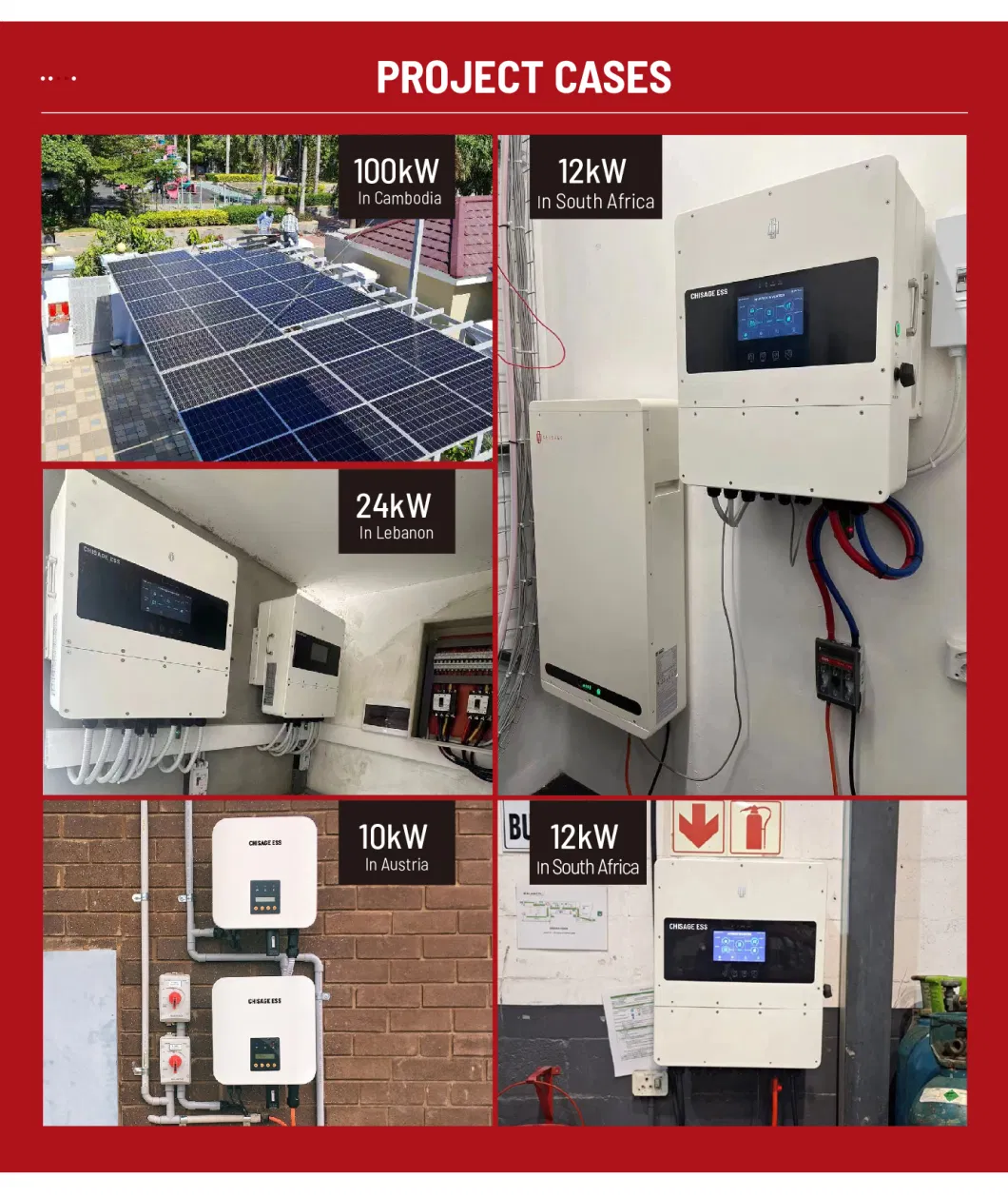 Chisage Ess DC/AC Inverters Grid Tied Solar System on Grid Inverter with IP66 Protection