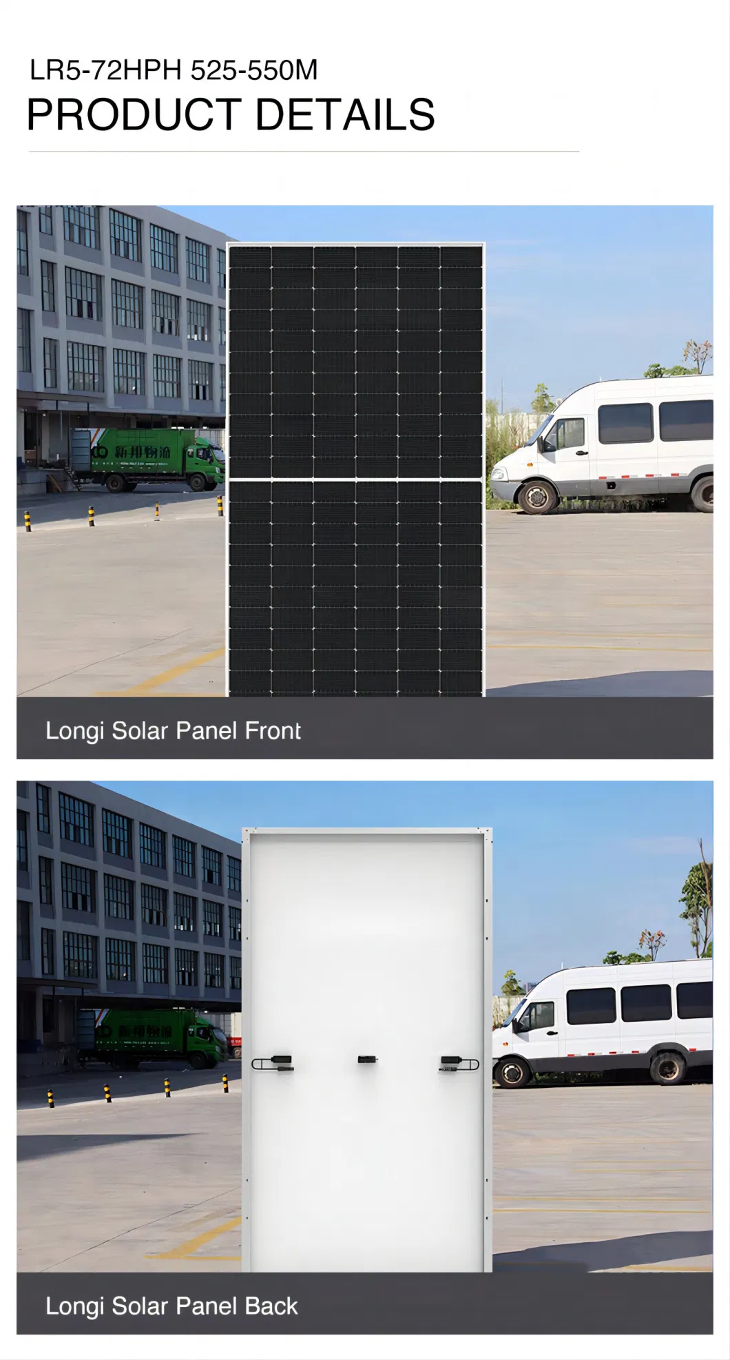 Longi Hot Promotional Mono Photovoltaic Panel High Efficiency 182mm Half Cell 540W 550W 555W Solar Panel