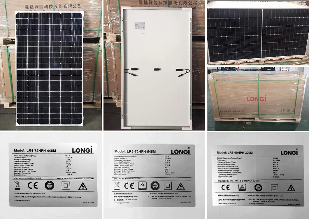 China Solar Cell Longi Monocrystal 450 W 445 Wp Solar Panel 450 Wp 455 Wp 460 Watt