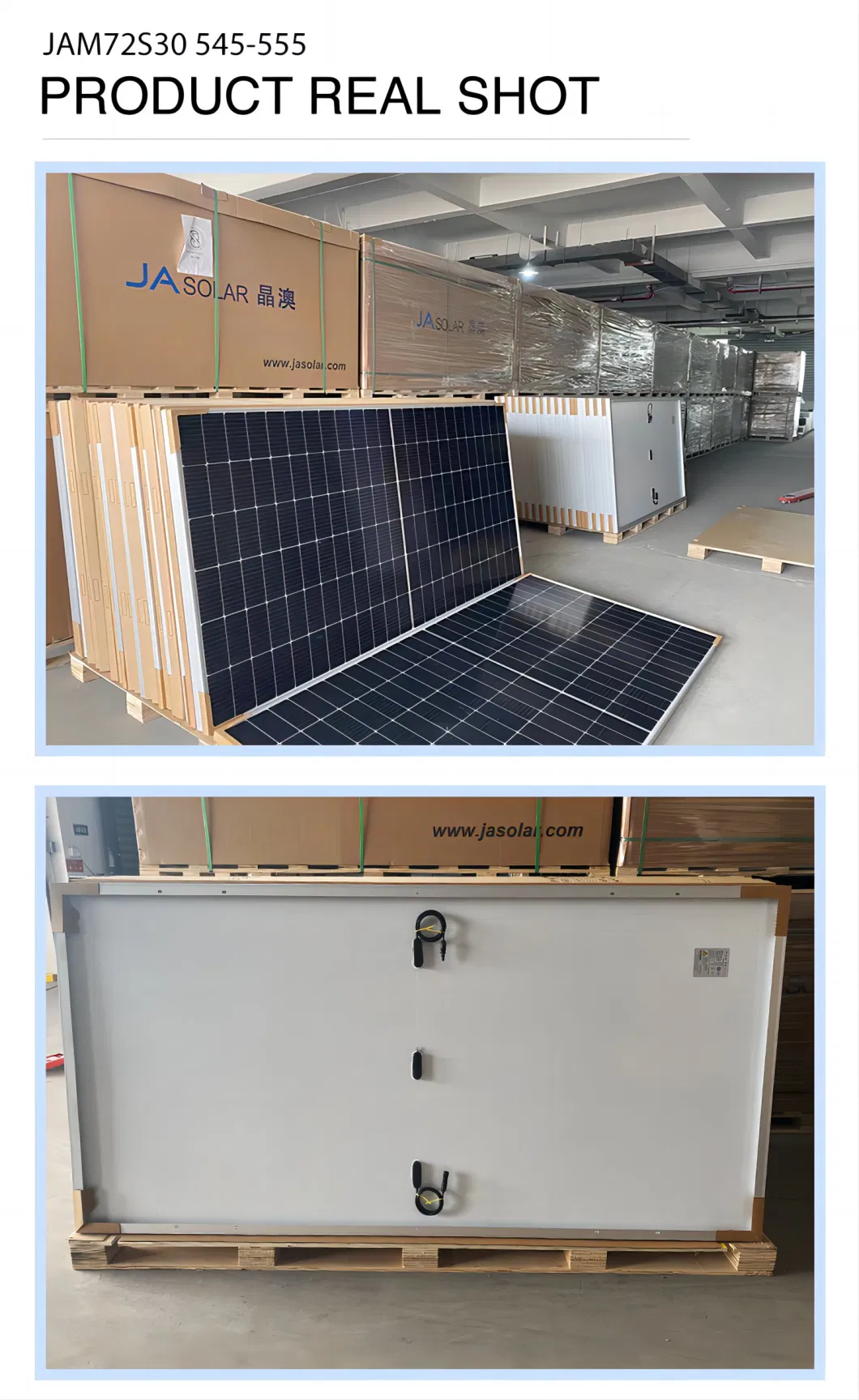 Ja Solar 525W 540W 550W Bifacial Mono Perc Half Cell High Power Industrial Solar Panel